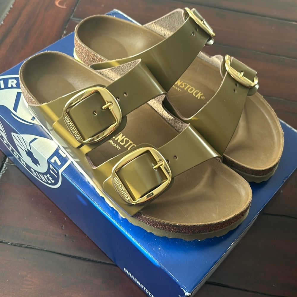 Birkenstock Arizona Big Buckle High-Shine Mud Green Size 40
